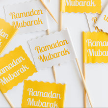 Load image into Gallery viewer, Ramadan Mubarak Flag Toppers -Set of 24
