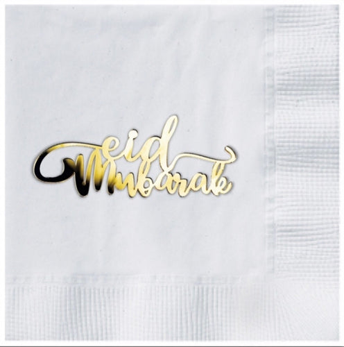 Eid Mubarak Charm Napkins - White
