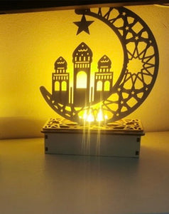 Eid Crescent Moon LED Wood Table Decor