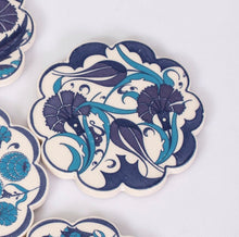 Load image into Gallery viewer, Blue Floral Mix Turkish Design Coasters