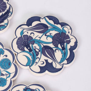 Blue Floral Mix Turkish Design Coasters