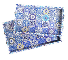 Load image into Gallery viewer, Ramadan Eid Blue Marrakech Decorative Tray Set