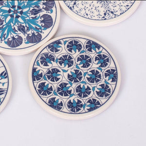 Blue Detailed Floral Turkish Design Coasters