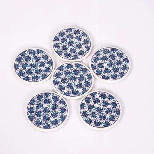 Blue Detailed Floral Turkish Design Coasters