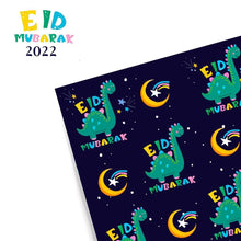 Load image into Gallery viewer, Eid Mubarak Gift Wrap with Tag -Dino Print
