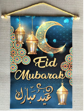 Load image into Gallery viewer, Eid Mubarak Gold Moon Sign Banner