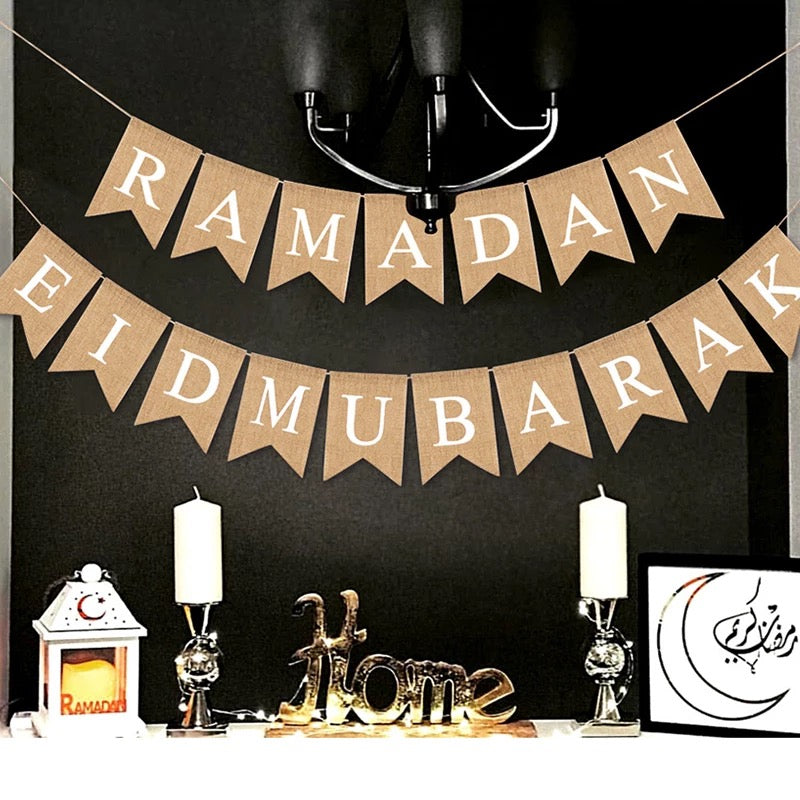 Ramadan Mubarak| Eid Mubarak Burlap Banner