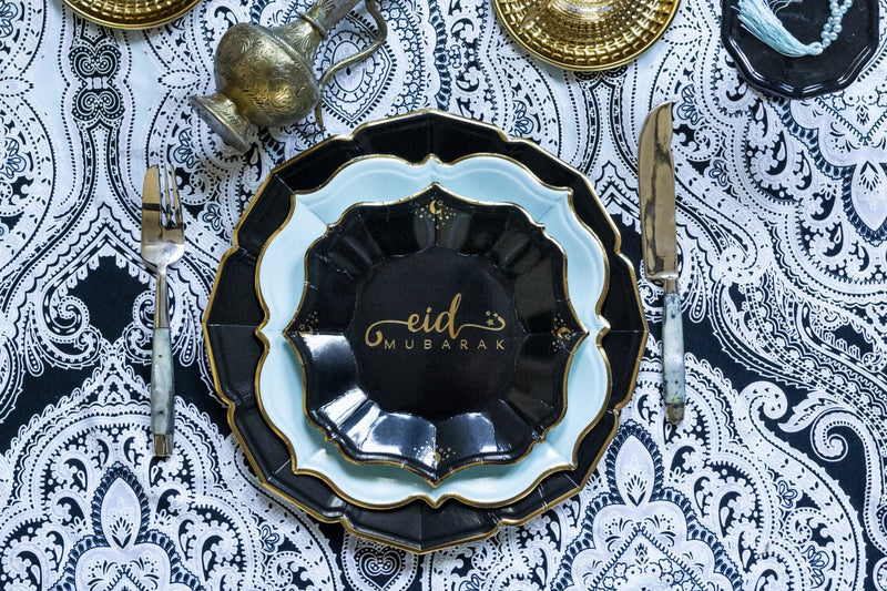 Eid Mubarak Gold/Black Dessert Plates