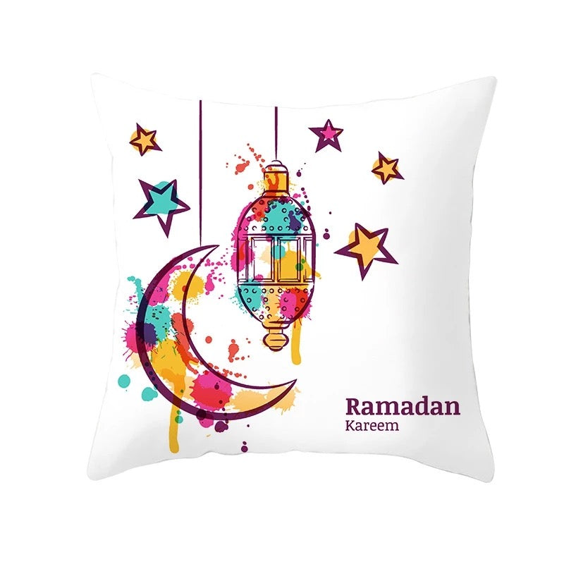 Ramadan Kareem Crescent Moon Lantern Pillow Cover