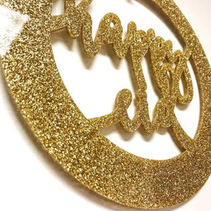 Happy Eid Acrylic Wreath Sign- Glitter Gold