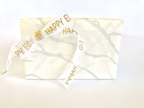 Happy Eid Gold Glitter Organza Ribbon