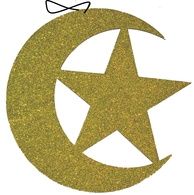 Glitter Moon & Star Wood Hanging
